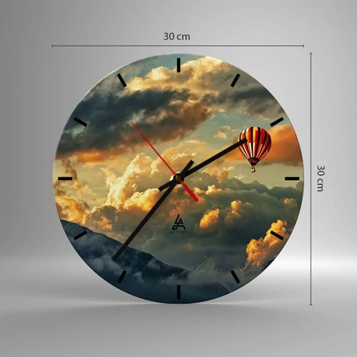 Wall clock - Clock on glass - I Like Flying - 30x30 cm