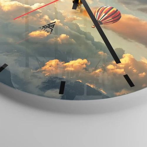 Wall clock - Clock on glass - I Like Flying - 30x30 cm