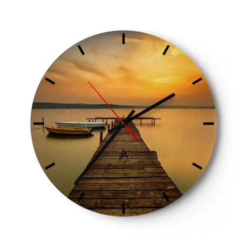 Wall clock - Clock on glass - I Will Open up Golden Sky before You - 30x30 cm