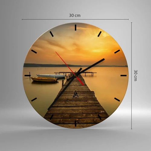 Wall clock - Clock on glass - I Will Open up Golden Sky before You - 30x30 cm