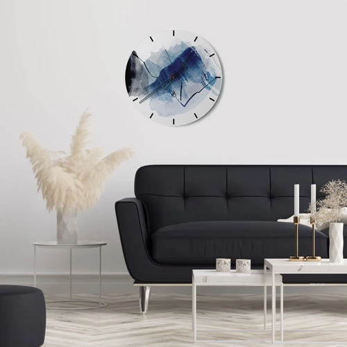 Wall clock - Clock on glass - Ice Mountain - 30x30 cm