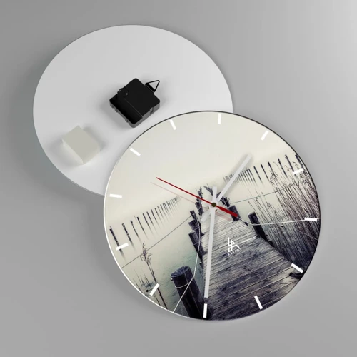 Wall clock - Clock on glass - Immerse Yourself in Peace - 30x30 cm