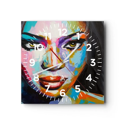 Wall clock - Clock on glass - Impossible Not To Look - 30x30 cm