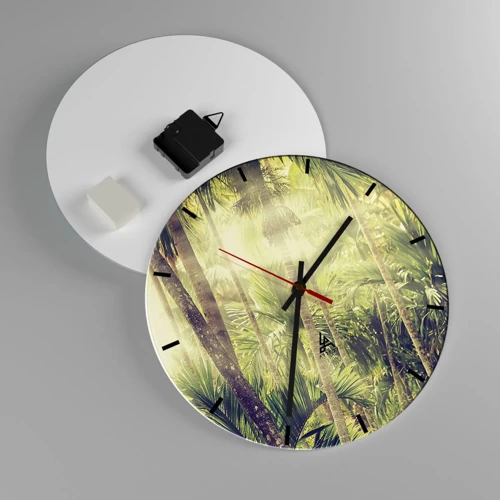 Wall clock - Clock on glass - In Green Heat - 30x30 cm