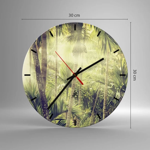 Wall clock - Clock on glass - In Green Heat - 30x30 cm