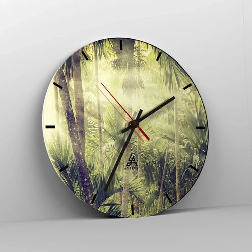 Wall clock - Clock on glass - In Green Heat - 30x30 cm