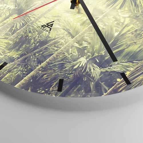 Wall clock - Clock on glass - In Green Heat - 30x30 cm