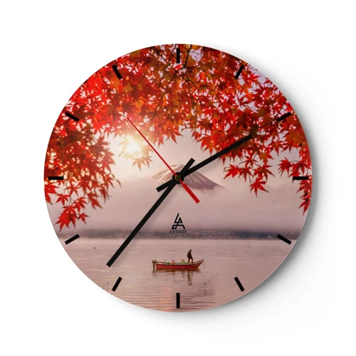 Wall clock - Clock on glass - In Japanese Style - 30x30 cm