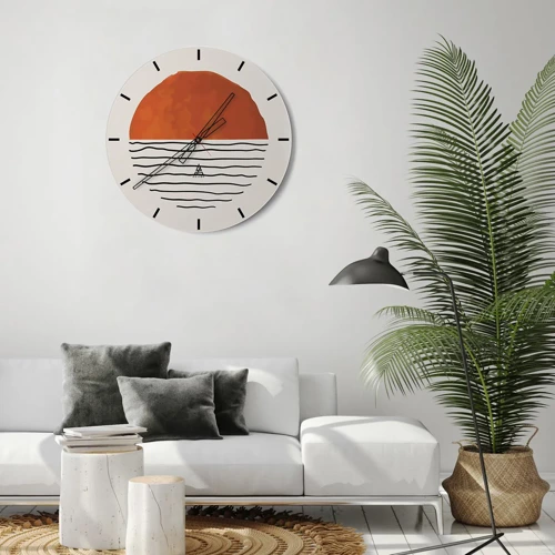 Wall clock - Clock on glass - In Japanese Style - 30x30 cm