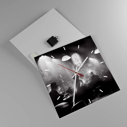 Wall clock - Clock on glass - In Jazz Ambiance - 40x40 cm
