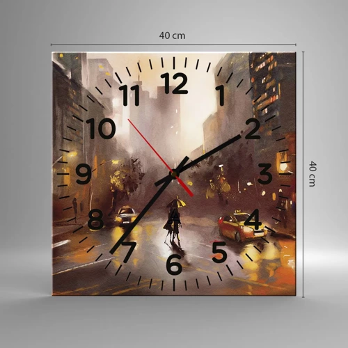Wall clock - Clock on glass - In New York Lights - 40x40 cm