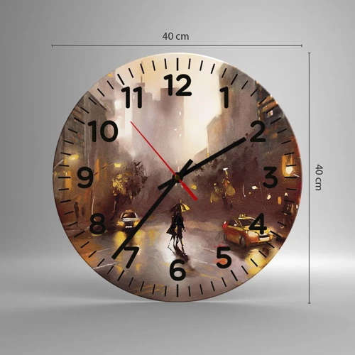 Wall clock - Clock on glass - In New York Lights - 40x40 cm