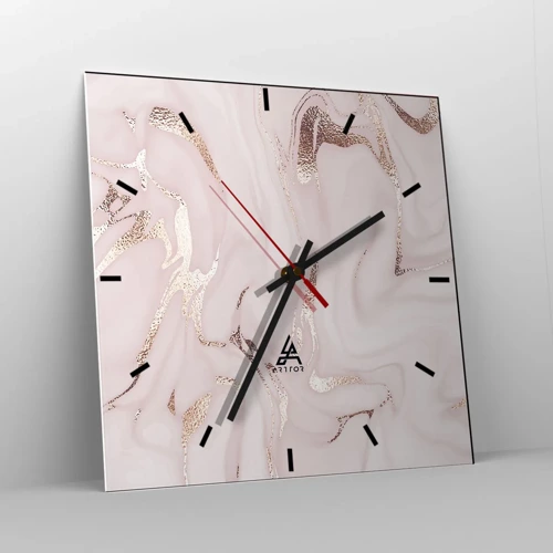 Wall clock - Clock on glass - In Pink - 30x30 cm