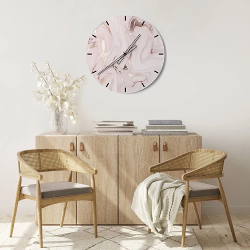 Wall clock - Clock on glass - In Pink - 30x30 cm
