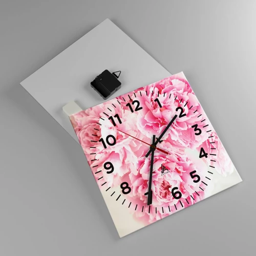 Wall clock - Clock on glass - In Pink  Splendour - 30x30 cm