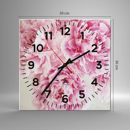 Wall clock - Clock on glass - In Pink  Splendour - 30x30 cm