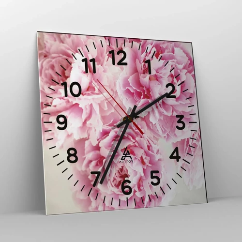 Wall clock - Clock on glass - In Pink  Splendour - 30x30 cm