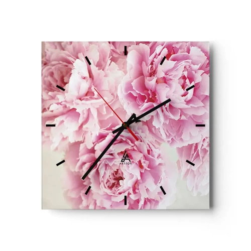 Wall clock - Clock on glass - In Pink  Splendour - 30x30 cm