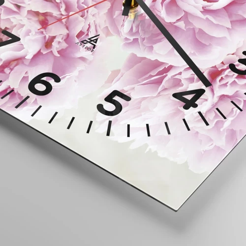 Wall clock - Clock on glass - In Pink  Splendour - 40x40 cm