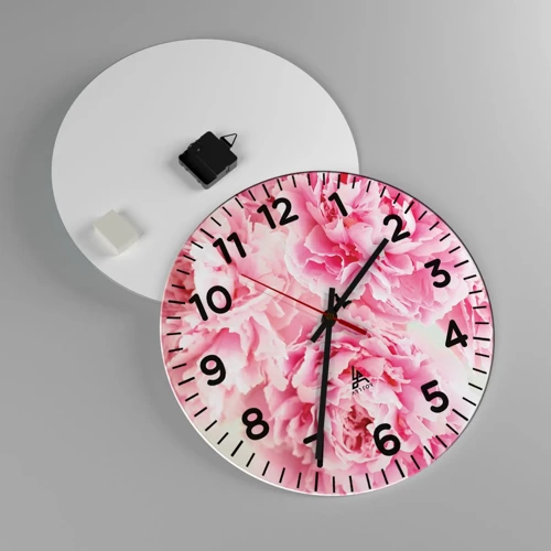 Wall clock - Clock on glass - In Pink  Splendour - 40x40 cm