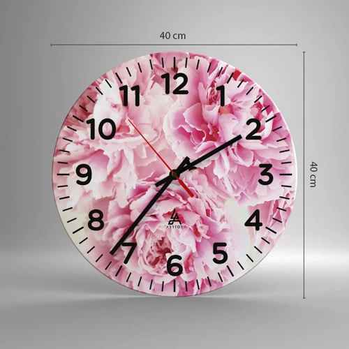 Wall clock - Clock on glass - In Pink  Splendour - 40x40 cm