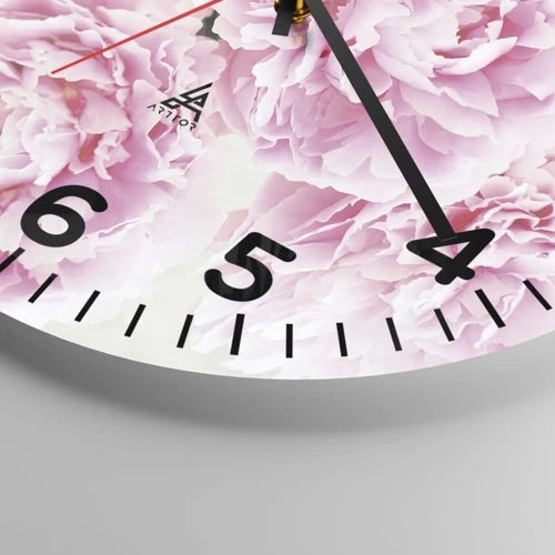 Wall clock - Clock on glass - In Pink  Splendour - 40x40 cm