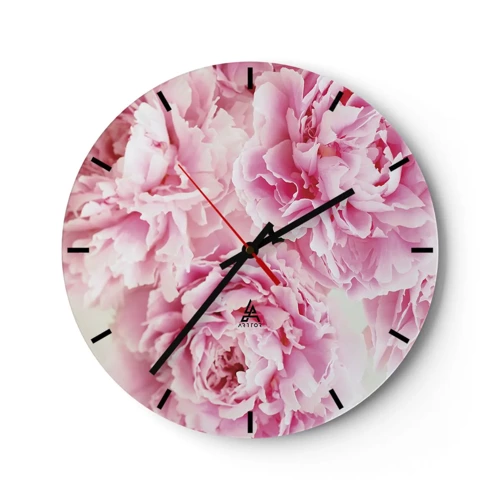 Wall clock - Clock on glass - In Pink  Splendour - 40x40 cm