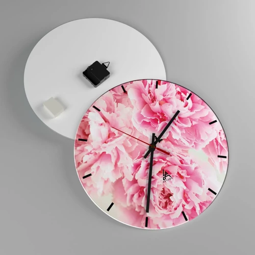 Wall clock - Clock on glass - In Pink  Splendour - 40x40 cm