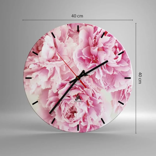 Wall clock - Clock on glass - In Pink  Splendour - 40x40 cm