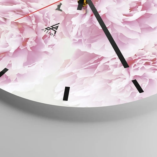 Wall clock - Clock on glass - In Pink  Splendour - 40x40 cm