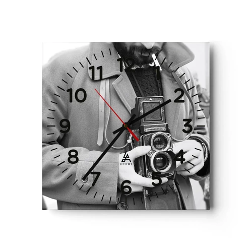 Wall clock - Clock on glass - In Retro Style - 30x30 cm