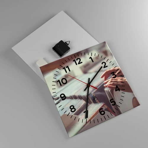 Wall clock - Clock on glass - In Search of Good Vibes - 30x30 cm