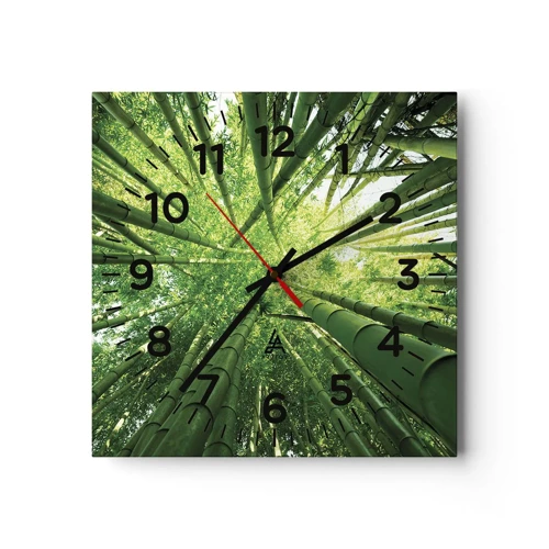 Wall clock - Clock on glass - In a Bamboo Forest - 30x30 cm