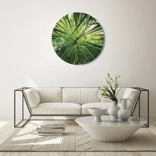 Wall clock - Clock on glass - In a Bamboo Forest - 30x30 cm