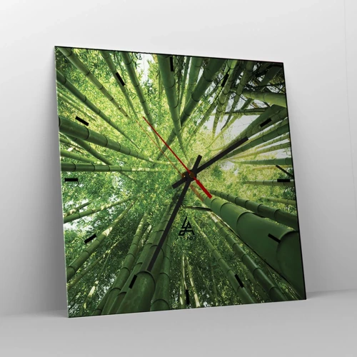 Wall clock - Clock on glass - In a Bamboo Forest - 30x30 cm