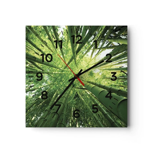 Wall clock - Clock on glass - In a Bamboo Forest - 40x40 cm
