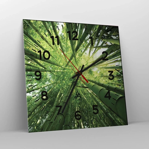 Wall clock - Clock on glass - In a Bamboo Forest - 40x40 cm