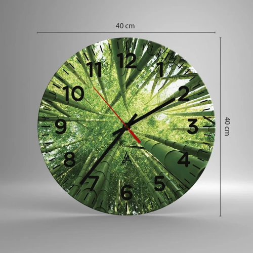 Wall clock - Clock on glass - In a Bamboo Forest - 40x40 cm