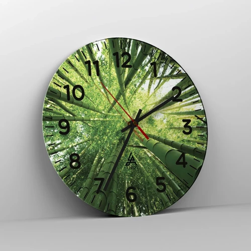 Wall clock - Clock on glass - In a Bamboo Forest - 40x40 cm