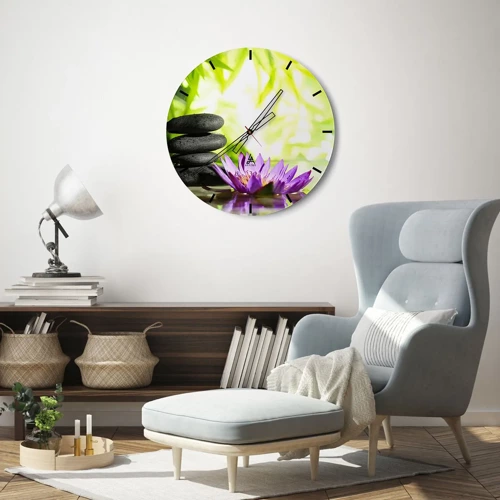 Wall clock - Clock on glass - In a Bamboo Grove - 30x30 cm