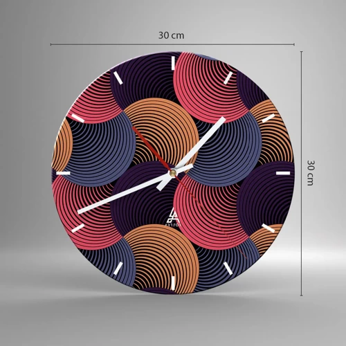 Wall clock - Clock on glass - In a Circular Rhythm - 30x30 cm