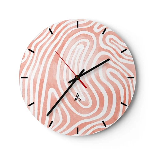 Wall clock - Clock on glass - In a Coral Maze - 30x30 cm