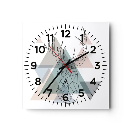 Wall clock - Clock on glass - In a Geometrical Forest - 40x40 cm