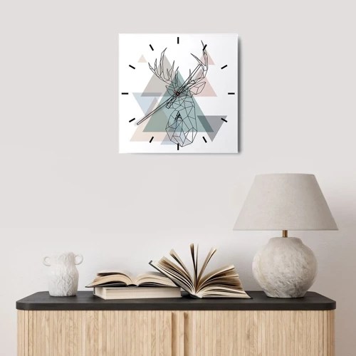 Wall clock - Clock on glass - In a Geometrical Forest - 40x40 cm