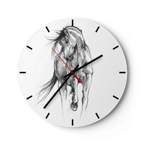 Wall clock - Clock on glass - In a Graceful Trot - 30x30 cm