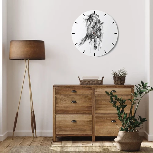 Wall clock - Clock on glass - In a Graceful Trot - 30x30 cm