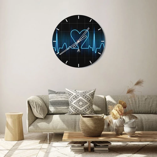 Wall clock - Clock on glass - In a Heartbeat - 30x30 cm