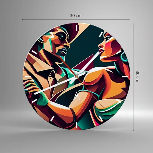 Wall clock - Clock on glass - In a Heartbeat - 30x30 cm