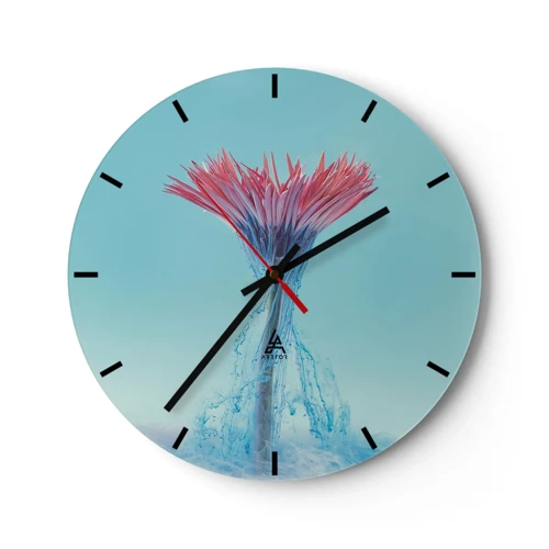 Wall clock - Clock on glass - In a Lively Embrace - 30x30 cm