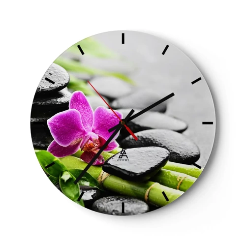 Wall clock - Clock on glass - In a Peaceful Balance - 30x30 cm